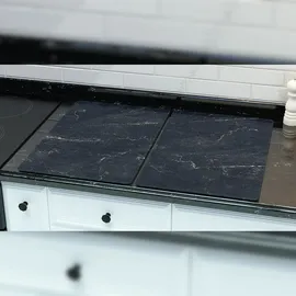 ALLboards Herdabdeckplatte Schneidebrett 2er Set 52x30 cm schwarz