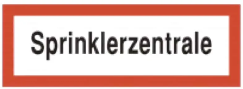 Brandschutzschild als Text Sprinklerzentrale