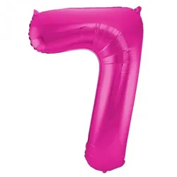 Folat XL Folienballon Zahl 7 in magenta, 86 cm, 1 Stück, Helium Ballon (unbefüllt) - Luftballon