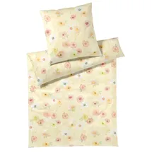 ELEGANTE Bettwäsche Blumen Gelb 135 x 200 cm + 80 x 80 cm