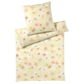 ELEGANTE Bettwäsche Blumen Gelb 135 x 200 cm + 80 x 80 cm
