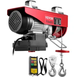 VEVOR Elektrische Seilhebezug Max. 396 kg Tragkraft, Elektrische Seilwinde Fernbedienung 850 W, Elektrische Seilzug, Elektrische Motorwinde, Not-Aus-Schalter, Stahl- & Aluminiumlegierung