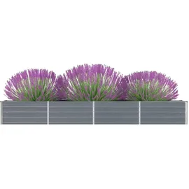 vidaXL Garten-Hochbeet verzinkter Stahl rechteckig 320 x 40 x 45 cm Grau 