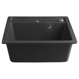 Sapho Granitspüle 1 Becken rechts schwarz Handbetätigung 530 x 500 mm