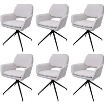 Mendler 6er-Set Esszimmerstuhl HWC-N74, Küchenstuhl, drehbar Auto-Return, Stoff Bouclé (540g/m2) Öko-Tex ~ creme