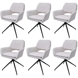 Mendler 6er-Set Esszimmerstuhl HWC-N74, Küchenstuhl, drehbar Auto-Return, Stoff Bouclé (540g/m2) Öko-Tex ~ creme