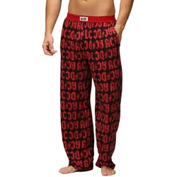 RE:COVERED X ACDC Loungepants Herren Schlafanzug-Hose mit ACDC Allover-Print Pyjama-Hose RCPER923 Schwarz/Rot - S
