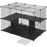 EUGAD Freigehege mit Bodenplatten, Meerschweinchen Gehege, Kaninchenkäfig, Hamster Auslauf, Katzengehege, Kleintiergehege, Katzenkäfig, Drahtabstand 1,5 cm, Schwarz BHT 105x70x70cm