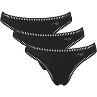 SLOGGI String SLOGGI "GO Crush", Damen, Gr. L, schwarz, Single Jersey, Obermaterial: 95% Baumwolle, 5% Elasthan, Unterhosen String, mit Spitzendetails,, uni, gemustert