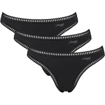 SLOGGI String SLOGGI "GO Crush", Damen, Gr. L, schwarz, Single Jersey, Obermaterial: 95% Baumwolle, 5% Elasthan, Unterhosen String, mit Spitzendetails,, uni, gemustert