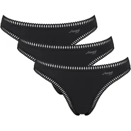 SLOGGI String SLOGGI "GO Crush", Damen, Gr. L, schwarz, Single Jersey, Obermaterial: 95% Baumwolle, 5% Elasthan, Unterhosen String, mit Spitzendetails,, uni, gemustert