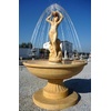 Casa Padrino Jugendstil Gartenbrunnen mit Jungfrau Skulptur Beige Ø 160 x H. 222 cm - Springbrunnen - Gartendeko Brunnen