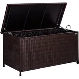 STILISTA Gartenbox Polyrattan Gartenbox Gartentruhe Aufbewahrungsbox, Deckel mit Hubautomatik, Innenplane, Räder und Tragegriffe, Farbwahl braun