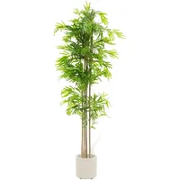 ML-Design Künstlicher Bambus 210 cm Groß mit Echtholzstamm Outdoor,