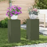 vidaXL Outdoor-Pflanzensäulen 2 Stk. Olivgrün 24x24x55 cm Stahl