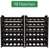 ARTECSIS Weinregal stapelbar Kunststoff für 72 Flaschen, stabiles Flaschenregal in Gastronomie-Qualität, modular erweiterbar, Schwarz