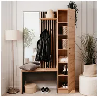 Homestyle4u Garderobe mit Sitzbank 120 x 40 x 180 cm braun