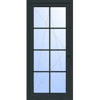 Balkontür "GEORG" 74 mm 3-fach Verglasung Kunststoff 8 Sprossenfelder (abschließbar) Anthrazit RAL 7016 beidseitig innen öffnend DIN rechts