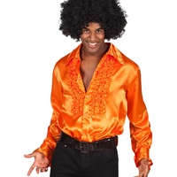 Boland - Disco-Hemd mit Rüschen, Orange, für Herren, Kostüm, Party Shirt, Schlagermove, 70er Jahre, Mottoparty, Karneval