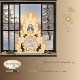 Weigla "Erzgebirge, große Lichterspitze, Bergmann NATUR-BRAUN, Erzgebirge garantiert, Weihnachtsdeko Innen, Weihnachtsbeleuchtung