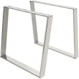 ML-Design Tischbeine, Metall 75x8x72 cm, Silber, Profil 8x2 cm, Schräge Möbelkufen, Tischgestell Stahl geneigt, Tischuntergestell Möbelfüße für Esstisch/schreibtisch