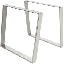 ML-Design Tischbeine, Metall 75x8x72 cm, Silber, Profil 8x2 cm, Schräge Möbelkufen, Tischgestell Stahl geneigt, Tischuntergestell Möbelfüße für Esstisch/schreibtisch