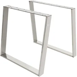 ML-Design Tischbeine, Metall 75x8x72 cm, Silber, Profil 8x2 cm, Schräge Möbelkufen, Tischgestell Stahl geneigt, Tischuntergestell Möbelfüße für Esstisch/schreibtisch