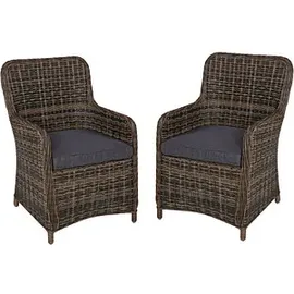 Garden Pleasure Gartensessel BORDEAUX 2 St. 55 x 70 x 106 cm braun