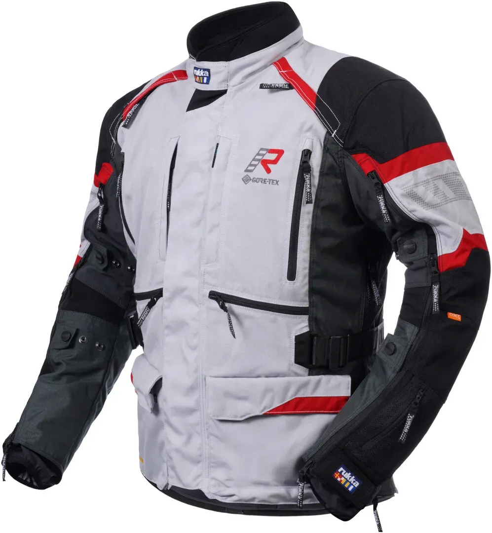 Rukka Madagasca-R Motorrad Textiljacke, schwarz-grau-rot, Größe 58 für Männer