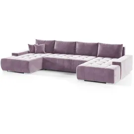 Fun Möbel Wohnlandschaft Stoff mit Schlaffunktion 2-Sitzer Lila
