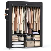 Songmics Kleiderschrank 127 x 176 x 45 cm Schwarz/Grau