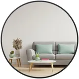 Albatros Spiegel schwarz mit Metallrand, 50cm Durchmesser, für Wohnzimmer, Badezimmer, Flur, Schlafzimmer, groß, Wand