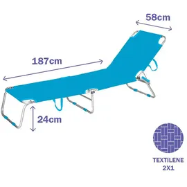 marbueno summer Klappliege 187 x 58 x 24 cm Blau