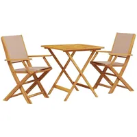 vidaXL 3-tlg. Bistro-Set Taupe Stoff und Massivholz