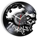 Smotly Vinyl-Wanduhr, Zombie-Horror-Muster, Wanduhr mit LED-Nachtlicht, ist eine tolle Wanduhr Geschenk für Freunde, die Nervenkitzel lieben. (Schwarz)