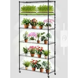Vevor Pflanzenständer mit Wachstumslicht, 6 Ebenen, 192 W DIY-Pflanzenregal aus Metall mit Wachstumslampe, Regal mit verstellbarem Gestell und Rädern zum Keimen von Samen, 75 x 35 x 180 cm
