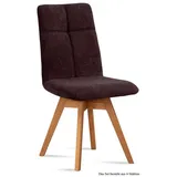58 aufm Kessel Esszimmerstuhl Küchenstuhl drehbar (2er-Set) Dorea 47x92x60 Eiche geölt/Rosewood (Lieferung bis Verwendungsstelle, 6 St), Stabiles Gestell aus Massivholz pflegeleichter Bezug aus Microfaser braun