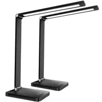 Tectake Schreibtischlampe Novaly, LED, dimmbar, klappbar, 5W - schwarz,