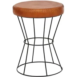 Kadima Design Industrial Sitzhocker, Sicherer Sitzkomfort in extravagantem Echtleder. 35x35x48 cm