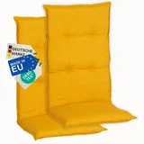 NYVI Hochlehnerauflage Hochlehner Auflagen 2er Set Barcelona - Gartenstuhlauflagen 118x50cm, (2 St), Stuhlauflage, Sitzauflage mit Halteband, UV-fest gelb
