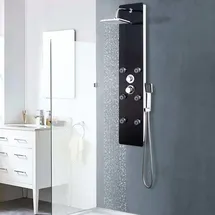 vidaXL Duschpaneel Glas 25×44,6×130 cm Schwarz