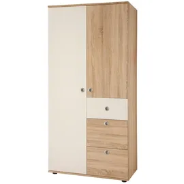 MID.YOU Kleiderschrank Wiki 90 x 191 x 53 cm Weiß/Eiche