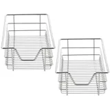 [en.casa] - 2er-Set Teleskopschublade 37x44x14 cm Stahl Silber
