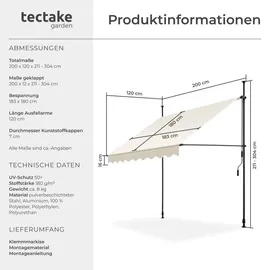 Tectake Klemmmarkise 200 x 180 cm beige