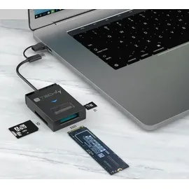 TECHLY Usb-a/usb-c auf NVMe/SATA M.2 Adapter mit Sd/tf-kartenleser Schwarz