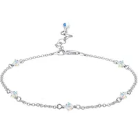 Elli Fußkette Fußschmuck Klassiker Silber 925 Swarovski® Kristalle Weiß Länge 25 cm