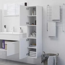vidaXL Badezimmerschrank 30 x 30 x 130 cm Weiß Holzwerkstoff