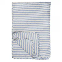 ib laursen Quilt blau mit weißen und braunen Streifen 180 x 130 cm