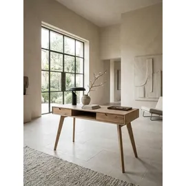 KADIMA DESIGN Schreibtisch mit 2 Schubladen Skandinavisch 120x55x77 cm MDF mit Eichen-Beinen Eichenoptik Staufach | Ergonomisch Kadima Design