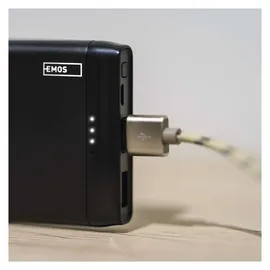 EMOS - ALPHA 10S Powerbank 10 000 mAh - externer Akku mit Passthrough - 2 USB-A-Ausgänge, 1 micro-USB-Eingang - inkl. 2 USB-Datenkabel - auto ON/OFF - für iPhone, iPad, Smartphone, Tablet - schwarz